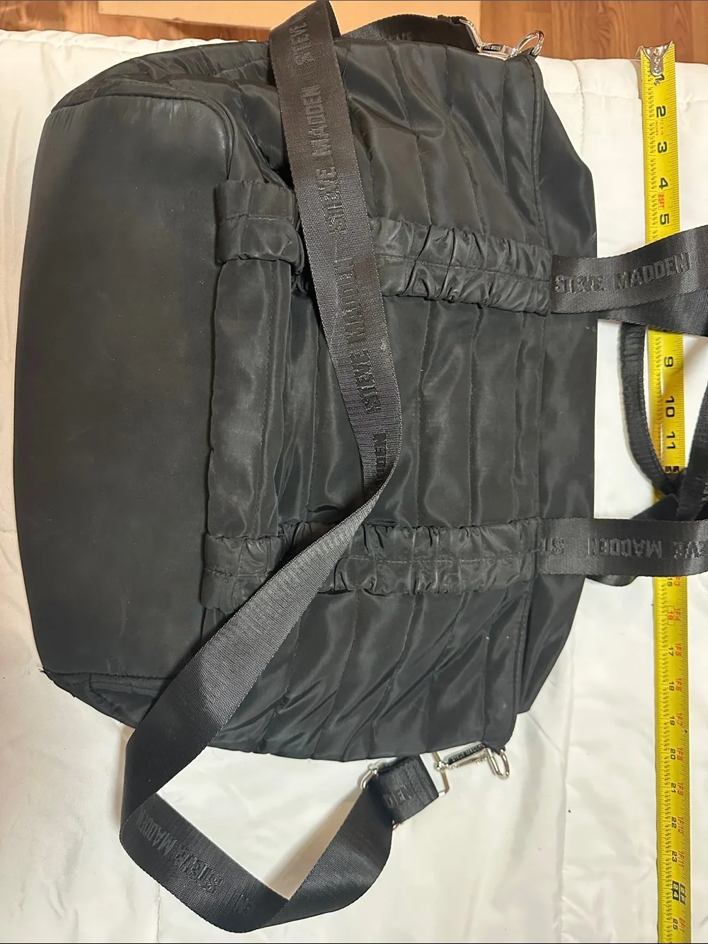 Steve Madden Black Nylon Messenger Tote with Front Pocket # 245 - Picture 2 of 2